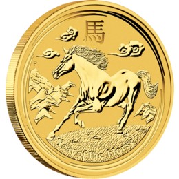 Lunar Horse 1 20oz Gold 2014-Front View 2