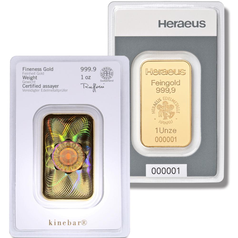 31,1 Gramm (1oz) Goldbarren Heraeus Kinebar®