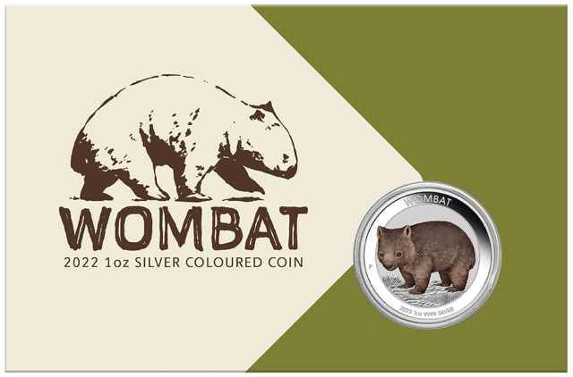 Australien Wombat 1 Unze Silbermünze 2022 coloriert - Coincard