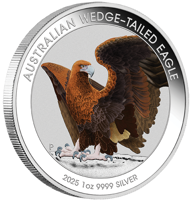 Australien Wedge-Tailed Eagle 1 Unze Silbermünze 2025 coloriert - Coincard