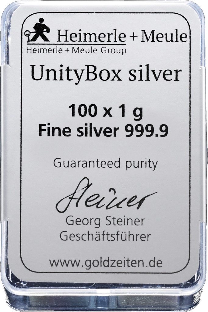 100 x 1g Silberbarren | Heimerle + Meule UnityBox