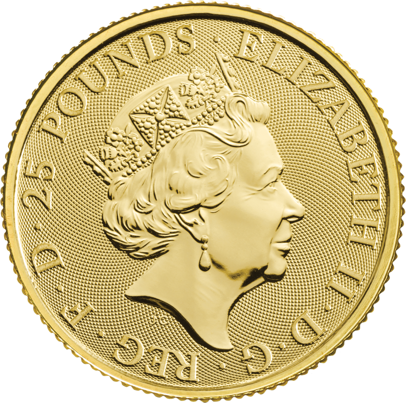 The Queen's Beasts Yale of Beaufort 2019 UK Quarter Ounce Gold Bullion Coin obverse