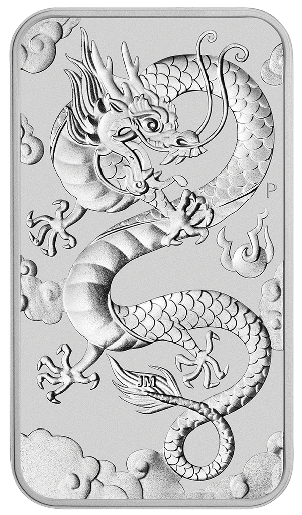 Drache rechteckig 1 Unze Silbermünze 2019