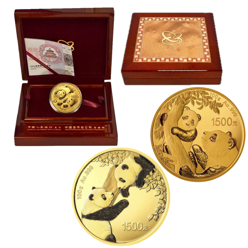 China Panda 100g Goldmünze - Proof | verschiedene Jahre