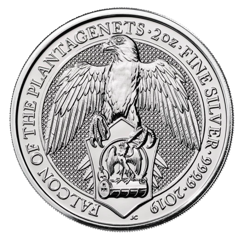 Queen's Beasts Falcon of the Plantagenets 2 Unzen Silbermünze 2019 | differenzbesteuert