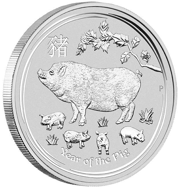 Lunar II Schwein 5 Unzen Silbermünze 2019 differenzbesteuert