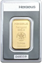 31,1 Gramm (1oz) Goldbarren | Heraeus mit Zertifikat