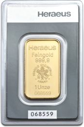 31,1 Gramm (1oz) Goldbarren Heraeus mit Zertifikat