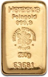 250 Gramm Goldbarren | Heraeus mit Zertifikat