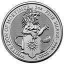 Queen's Beasts White Lion of Mortimer 2 Unzen Silbermünze 2020 | differenzbesteuert