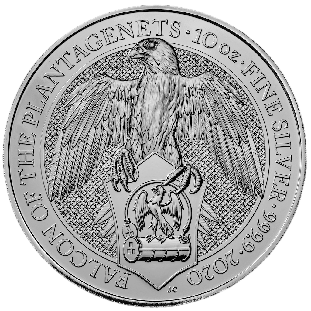 Queen's Beasts Falcon of the Plantagenets 10 Unzen Silbermünze 2020 differenzbesteuert