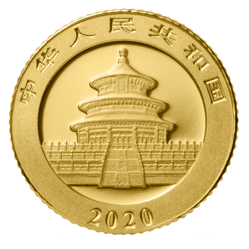 China Panda 1g Goldmünze 2020
