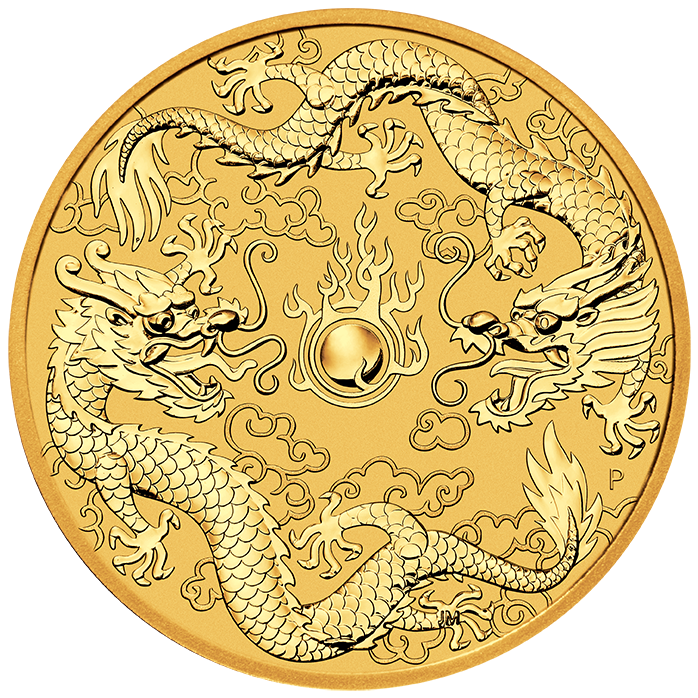 Australien "Chinese Myths & Legends" Drache und Drache 1 Unze Goldmünze 2020