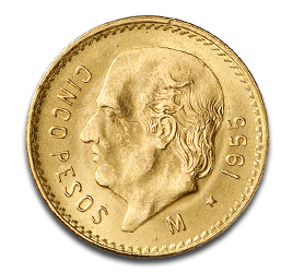 5 Mexikanische Peso Hidalgo Goldmünze | 1905-1955