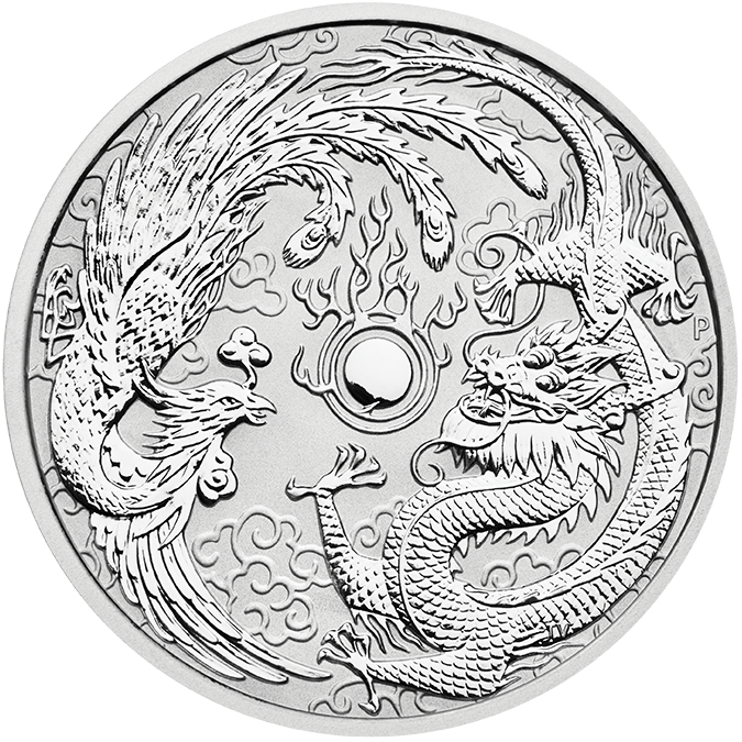 Australian "Chinese Myth & Legends" Drache und Phönix 1oz Silbermünze 2017 differenzbesteuert