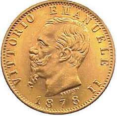 20 Lire Viktor Emanuel II. Goldmünze | 1861-1878 | Italien