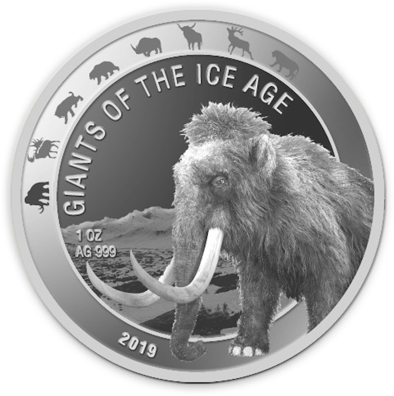 Giganten der Eiszeit - Wollmammut 1 Unze Silbermünze 2019 | differenzbesteuert
