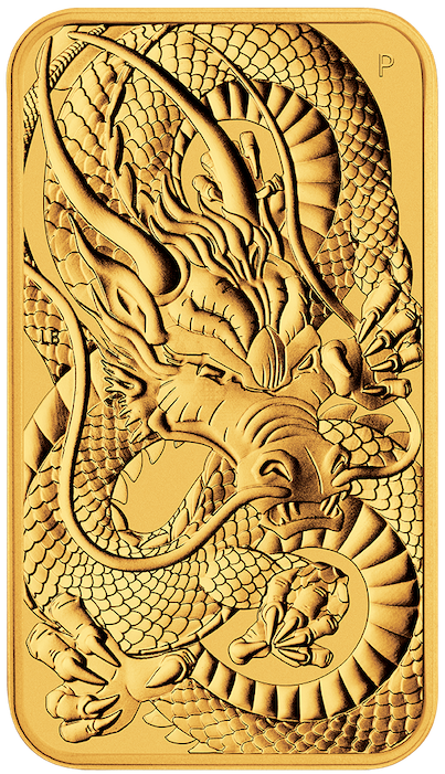 Drache 1 Unze Goldmünze rechteckig 2021