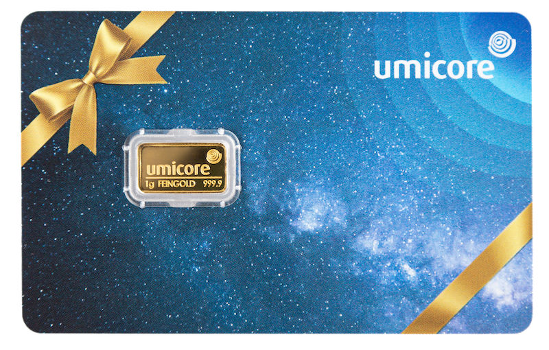 1 Gramm Goldbarren | Umicore Geschenkbarren