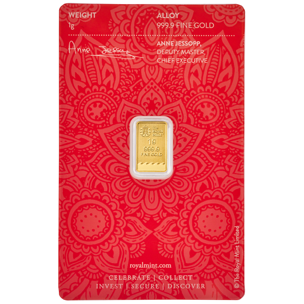 1 Gramm Goldbarren | Royal Mint Henna Geschenkbarren