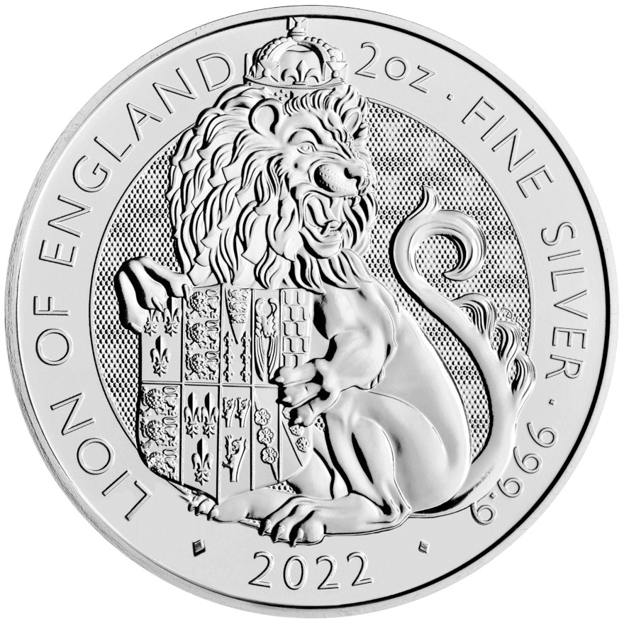 Tudor Beasts Lion of England 2 Unzen Silbermünze 2022 differenzbesteuert