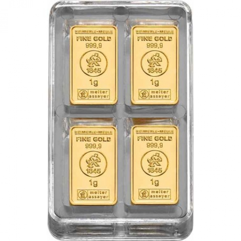 100 x 1 Gramm Goldbarren | Heimerle + Meule UnityBar