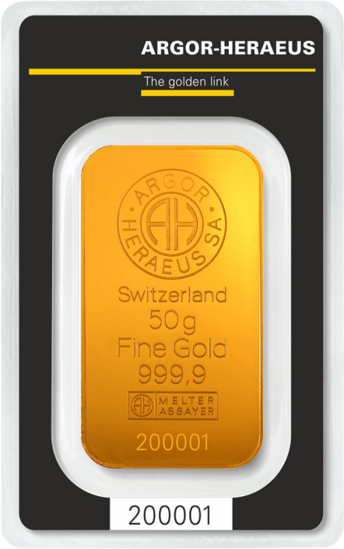50 Gramm Goldbarren Argor-Heraeus