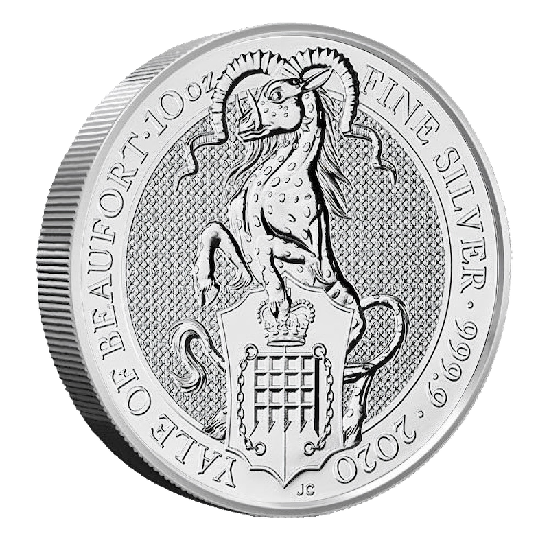 Queen's Beasts Yale of Beaufort 10 Unzen Silbermünze 2020 | differenzbesteuert