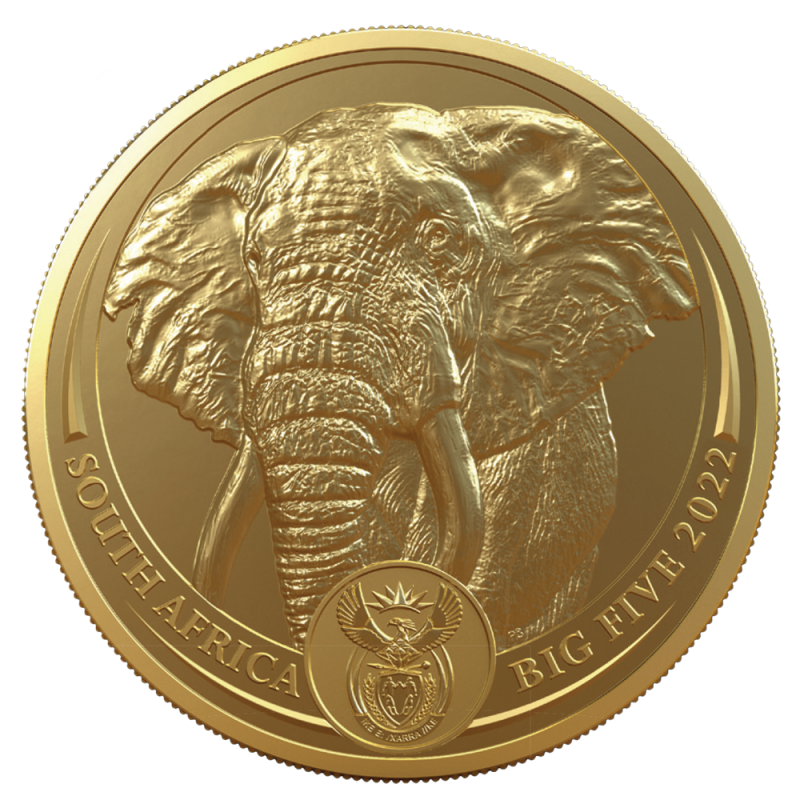 Südafrika Big Five - Elefant 1 Unze Goldmünze 2022