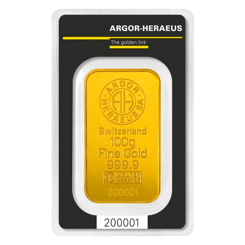 100 Gramm Goldbarren Argor-Heraeus