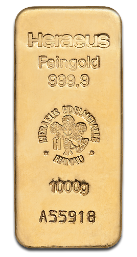 1000 Gramm Goldbarren | Heraeus mit Zertifikat