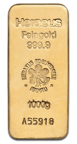 1000 Gramm Goldbarren Heraeus mit Zertifikat