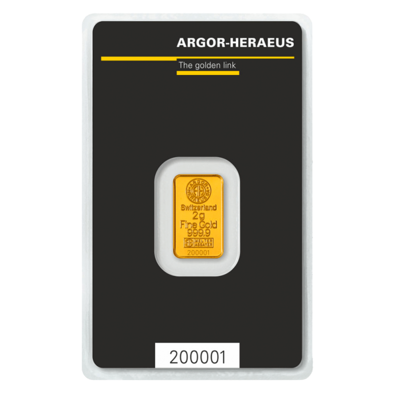 2 Gramm Goldbarren Argor-Heraeus