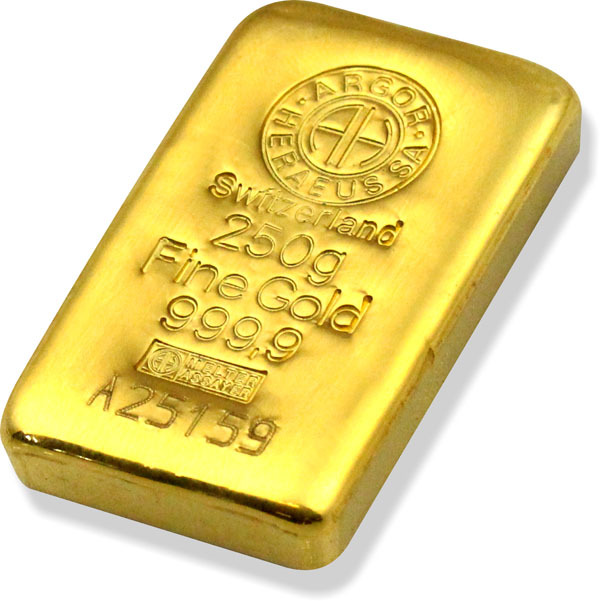 250 Gramm Goldbarren Argor-Heraeus