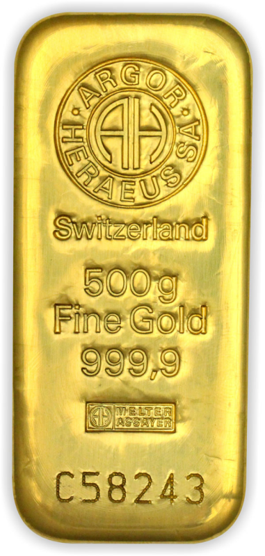 500 Gramm Goldbarren | Argor-Heraeus - gegossen