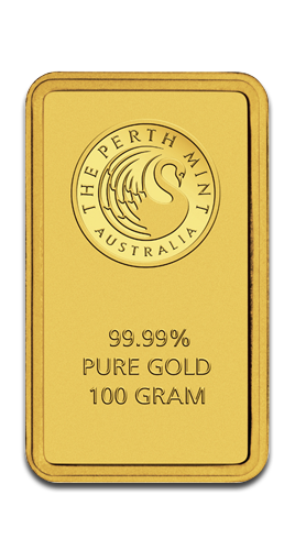 100 Gramm Goldbarren Perth Mint mit Zertifikat