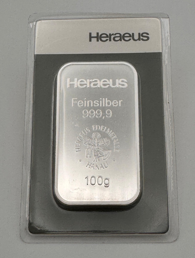 100 Gramm Silberbarren | Heraeus