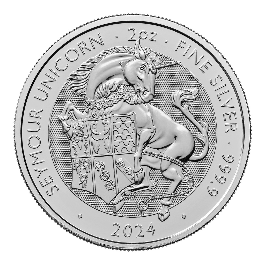 Tudor Beasts Seymour Unicorn 2 Unzen Silbermünze 2024 | differenzbesteuert