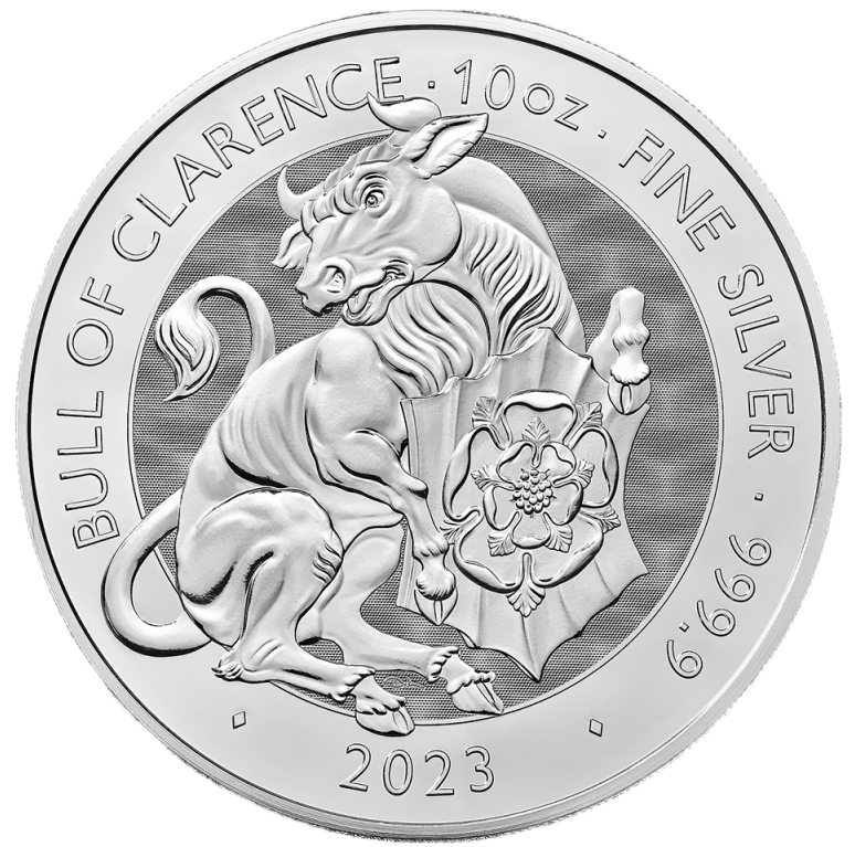 Tudor Beasts The Bull of Clarence 10 Unzen Silbermünze 2023 | differenzbesteuert
