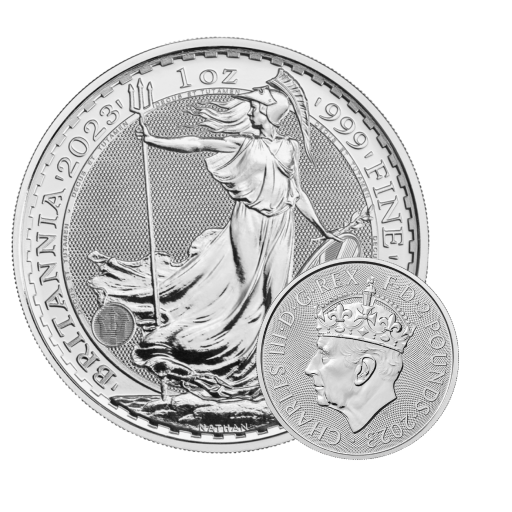 Britannia King Charles III mit Krone 1 Unze Silbermünze 2023 | differenzbesteuert