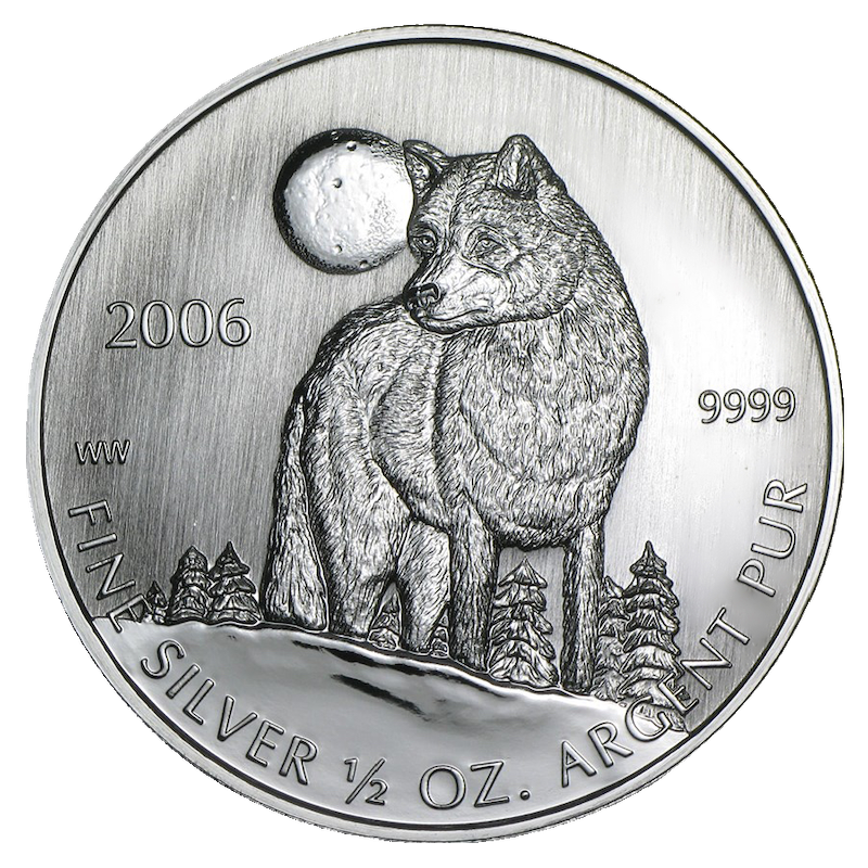 Kanadischer Timberwolf Wildlife Serie 1/2 Unze Silbermünze 2006 | differenzbesteuert