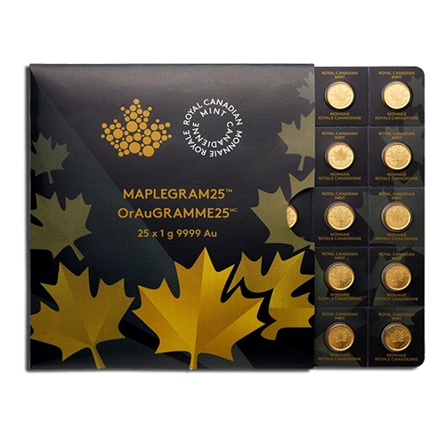 Maple Gram, 50 Cent, 25 x 1g Goldmünzen
