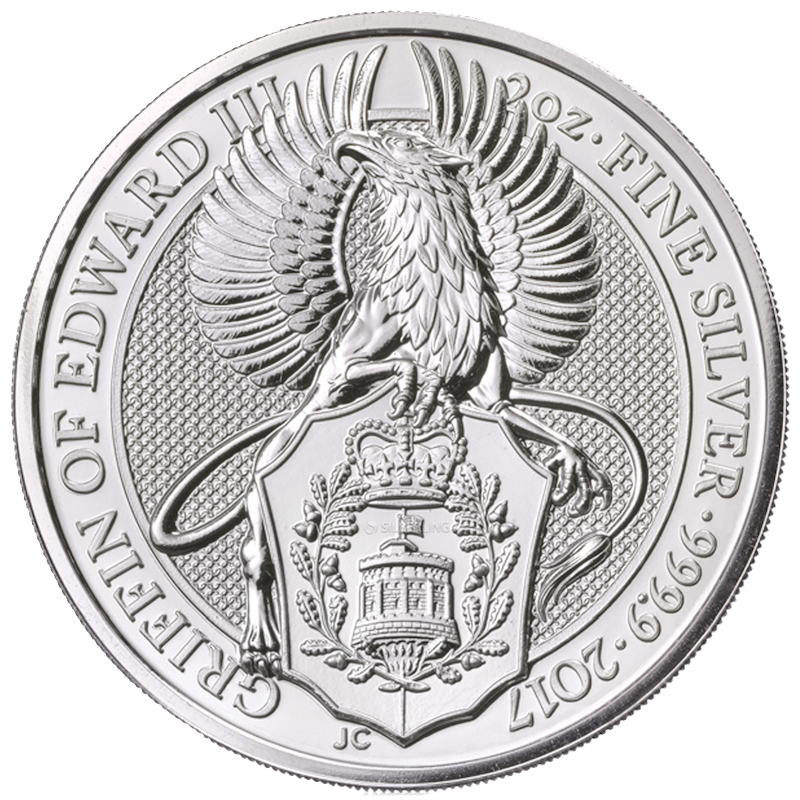 Queen's Beasts Griffin of Edward III 2 Unzen Silbermünze 2017 | differenzbesteuert