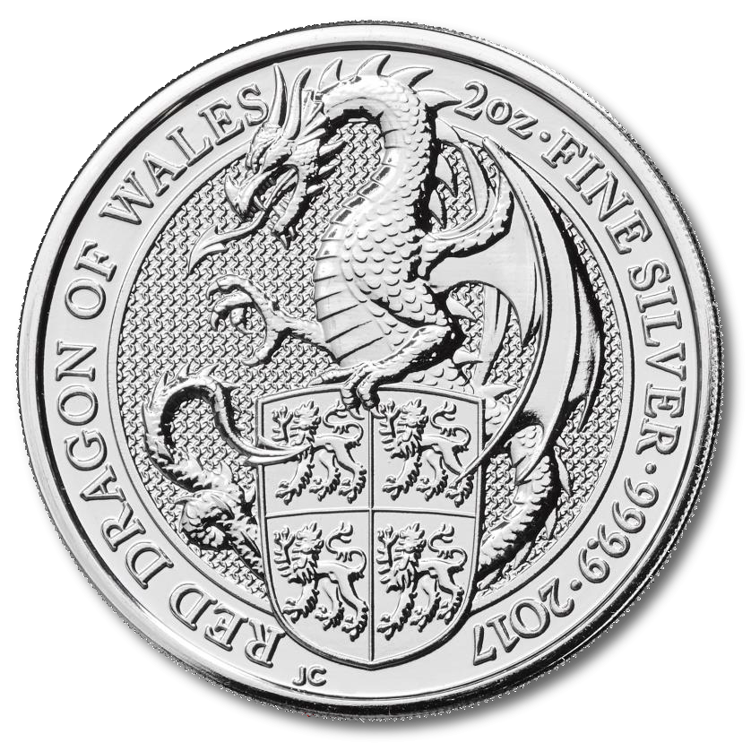 Queen's Beasts Red Dragon of Wales 2 Unzen Silbermünze 2017 | differenzbesteuert