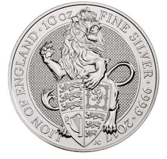 Queen's Beasts Lion of England 10 Unzen Silbermünze 2017 | differenzbesteuert