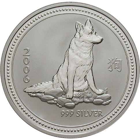 Lunar I Hund 1 Unze Silbermünze 2006 | differenzbesteuert