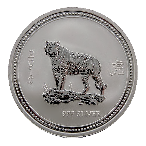 Lunar I Tiger 2 Unzen Silbermünze 2010 | differenzbesteuert