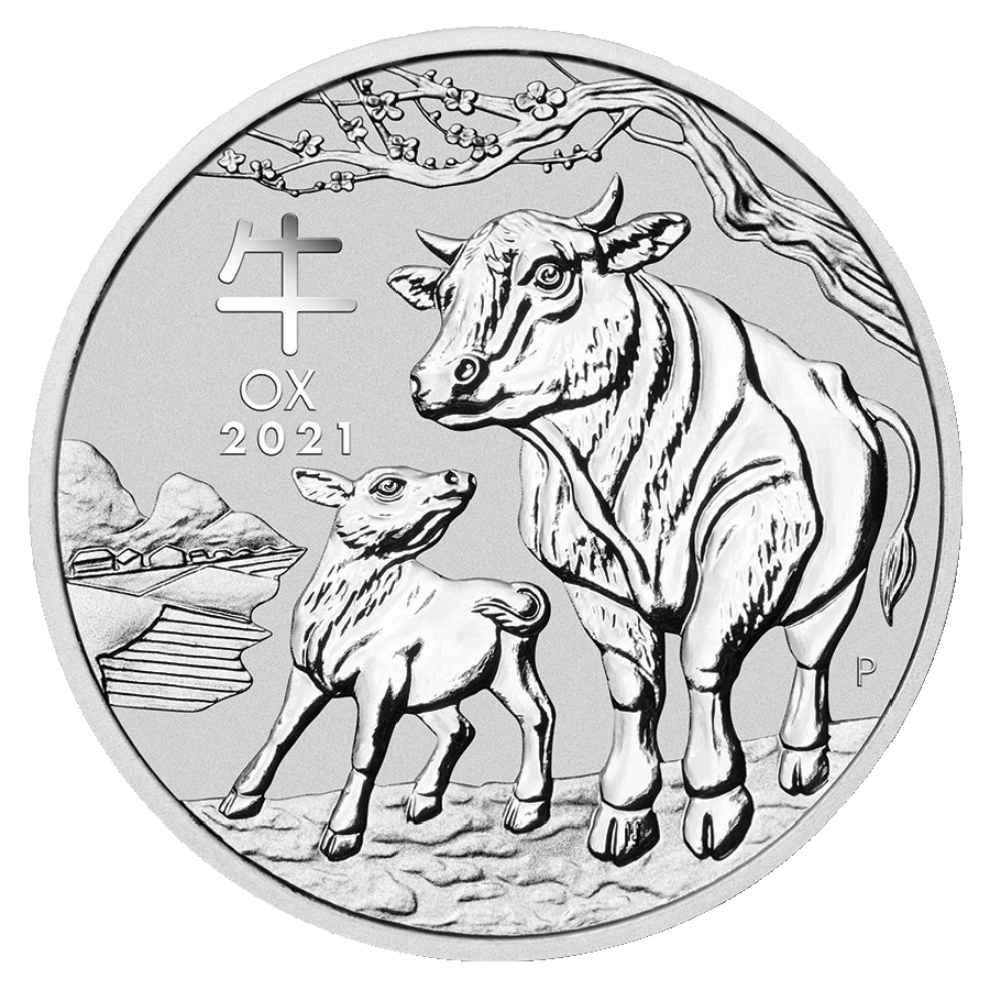 Lunar III Ochse 5 Unzen Silbermünze 2021 | differenzbesteuert