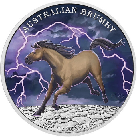 Australien Brumby 1 Unze Silbermünze 2024 coloriert differenzbesteuert