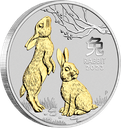 Australien Lunar III Hase 2023 1 Unze Silbermünze | teilvergoldet